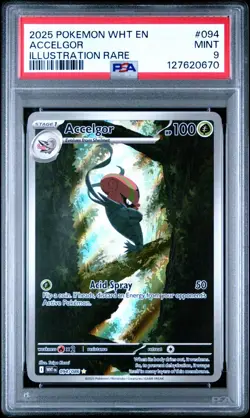 2025 POKEMON WHT EN-WHITE FLARE 094 ACCELGOR ILLUSTRATION RARE PSA 9 - Image 1
