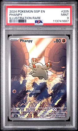2024 POKEMON SSP EN-SURGING SPARKS ILLUSTRATION RARE #205 PHANPY PSA 9 - Image 1