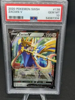 Zacian V Full Art Sword & Shield 2020 Pokemon Card 138/202 PSA 10 - Image 1