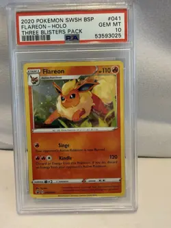Pokemon Flareon SWSH 041 Three Pack Blister Gem Mint PSA 10 - Image 1