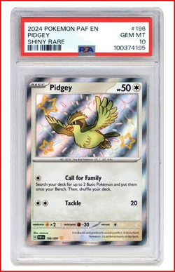 2024 Pokemon PAF EN Pidgey Shiny RARE #196/091 GEM MINT 10 - Image 1