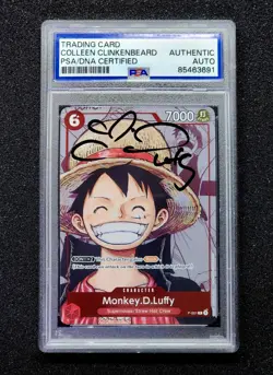 Monkey.D.Luffy (Alt art) P-001 One Piece Promo PSA Signed Colleen Clinkenbeard . - Image 1