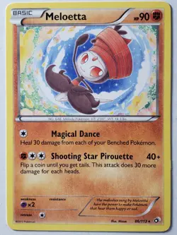 Meloetta 86/113 LP - RARE Non Holo Legendary Treasures Pokemon Card Mizue Art - Image 1