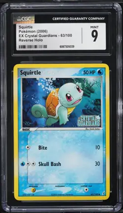 CGC 9 Squirtle Reverse Holo EX Crystal Guardians 2006 Pokemon Card #63 - Image 1
