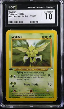 CGC 10 Scyther Pokemon (2002) Neo Destiny - 1st Ed. - 55/105 - Image 1