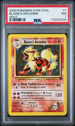 2000 POKEMON GYM CHALLENGE #1 BLAINE'S ARCANINE HOLO PSA 7 NM - Image 1