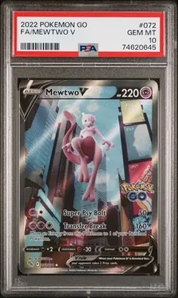 Mewtwo V (Alternate Full Art) 072/078 Pokemon GO Holo Gem Mint PSA 10 English - Image 1