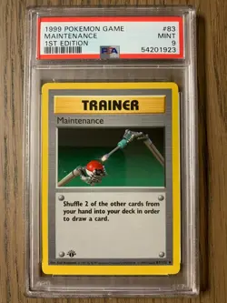 PSA 9 - Pokemon MAINTENANCE - 1st EDITION Shadowless Base Set - 83/102 Trainer - Image 1