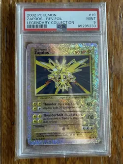 PSA 9 MINT Pokemon TCG Zapdos 2002 Legendary Collection Reverse Holo Card 19/110 - Image 1