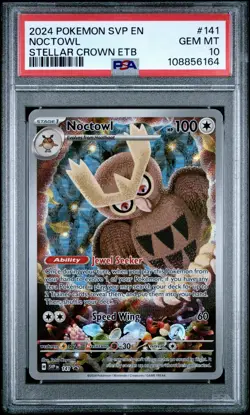 2024 POKEMON SVP EN-SV BLACK STAR PROMO #141 NOCTOWL PSA 10 - Image 1
