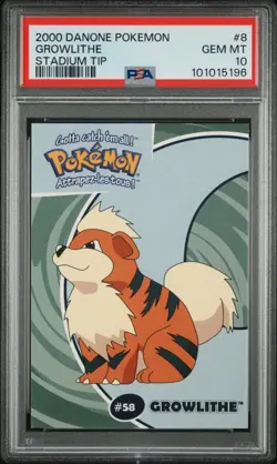 PSA 10✨🐾Growlithe 2000 Canadian Pokemon Card Danone Stadium Tip #8 (101015196) - Image 1