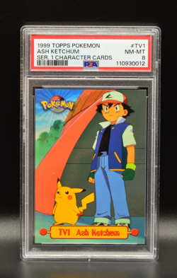 Ash Ketchum Topps TV 1999 Pokemon Series 1 Mural Card TV1 PSA 8 Newly Graded - Image 1
