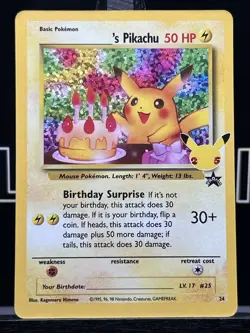 Happy Birthday Pikachu Holo 24 Celebrations Birthday Pokemon Card NM - Image 3