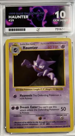 Pokemon Base Set Haunter *Shadowless* Card 29/102 WOTC Vintage - Gem Mint 10 💎 - Image 1