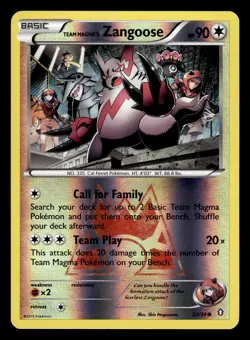 Team Magma's Zangoose 22/34 Reverse Holo Double Crisis Pokemon Card - Image 1