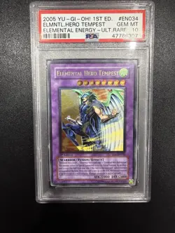 Yugioh Elemental Hero Tempest EEN-EN034 1st Edition Ultimate Rare PSA 10 - Image 1