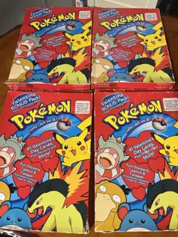 1998 Pokemon Valentines Day Cards & Stickers Vintage Lot Of 4 - Image 1