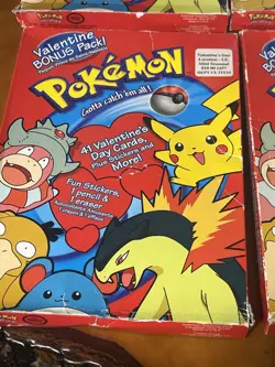 1998 Pokemon Valentines Day Cards & Stickers Vintage Lot Of 4 - Image 2