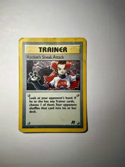 Pokemon TCG Rocket's Sneak Attack Rare Holo Card #16/82 Team Rocket HP/Damaged - Image 1