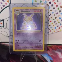 Alakazam 1/102 Base Set Holo Rare Unlimited Pokemon TCG Card LP/MP Condition - Image 1