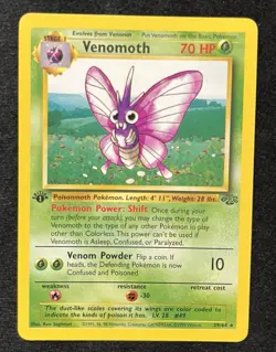 1999 Pokemon TCG Venomoth Card 29/64 Jungle First Edition - Image 1