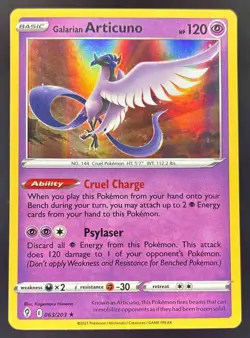 2021 Pokemon Sword & Shield Evolving Skies Galarian Articuno #063/203 Holo - Image 1
