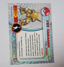 Topps Pokemon Alakazam #65 1999 TV Animation Edition Non Holo Blue Logo NM - Image 2
