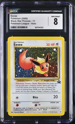 Eevee #11 (Holo) Black Star Promo 2000 Pokemon league (CGC 8) - Image 1