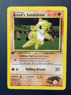 1x Brock's Sandshrew 71/132 Pokemon 2000 Gym Heroes 1st Edition Damaged - Image 1