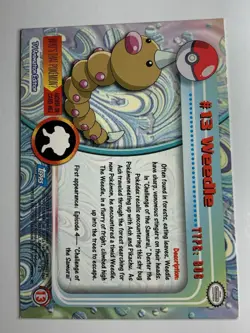 1999 Topps Pokemon TV #13 Weedle Rainbow Foil Blue Logo (Smooth) - Image 2