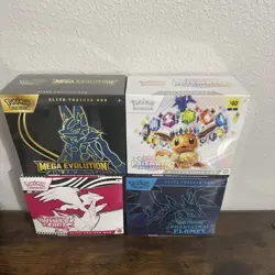 Pokemon Elite Trainer Box ETB Lot Of 4 Prismatic Evolutions, Phantasmal Flames! - Image 1
