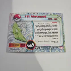 Metapod #11 Textured Holo Foil 1999 Topps Pokemon TV Animation Edition - Image 2