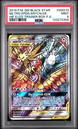 PSA 9 - 2019 Pokemon Hidden Fates MOLTRES ZAPDOS ARTICUNO GX #SM210 (4357) - Image 1