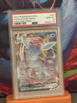 PSA 10 GLACEON VMAX 041/203 FULL ART EVOLVING SKIES POKEMON - Image 1