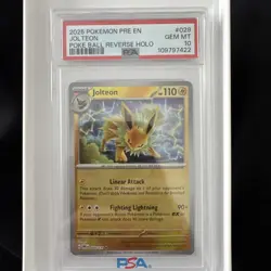 2025 POKEMON PRE EN-PRISMATIC EVOLUTIONS POKE BALL REVERSE HOLO JOLTEON PSA 10 - Image 1