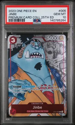 2023 One Piece Premium Bandai 25th Edition Jinbe #005 PSA 10 GEM MINT - Image 1