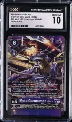 2023 DIGIMON CARD GAME #ST16-12 METALGARURUMON ACE CGC 10 GEM MINT - Image 1