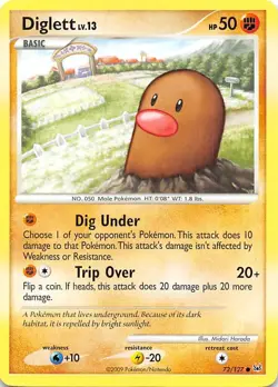 DIGLETT 72/127 - NON-Holo - COMMON - PLATINUM - 2009 NINTENDO Pokemon Card - NM - Image 1