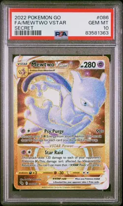 POKEMON CARD MEWTWO VSTAR SECRET RARE 86 POKEMON GO #86 GRADED PSA 10 GEM MINT - Image 1