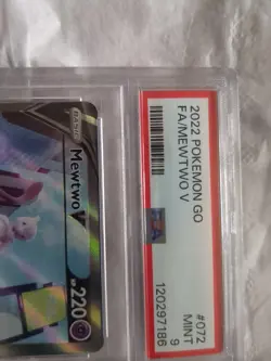 Pokemon TCG Mewtwo v (Full Art) Pokemon Go 072/078 Holo Ultra Rare PSA Graded 9 - Image 2