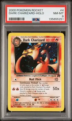 2000 POKEMON ROCKET #4 DARK CHARIZARD-HOLO PSA 8 - Image 1
