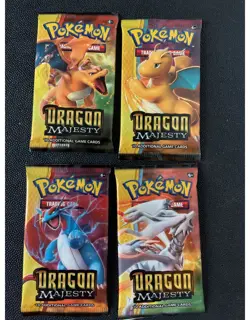 Pokemon TCG Dragon Majesty 4 Packs Art Set New Factory Sealed - Excellent - Image 1