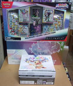 POKEMON PRISMATIC EVOLUTIONS ETB + SUPER PREMIUM + FIGURE COLLECTION BOX LOT - Image 1