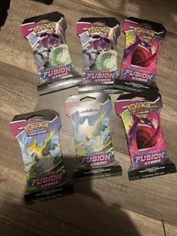 Pokemon TCG Fusion Strike Sleeved Booster Pack Lot of 6 - Image 1