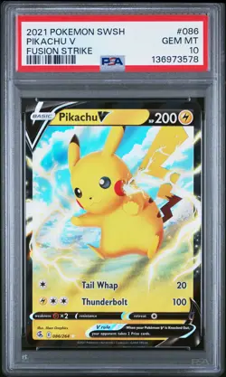 Tcg 2021 Pokemon Sword & Shield Fusion Strike #086 Pikachu V PSA 10 - Image 1