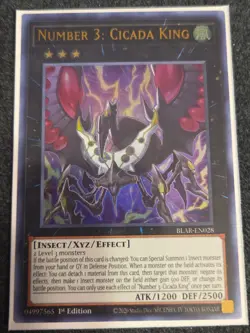 Yugioh Number 3: Cicada King BLAR-EN028 Ultra Rare 1st Edition VLP - Image 1