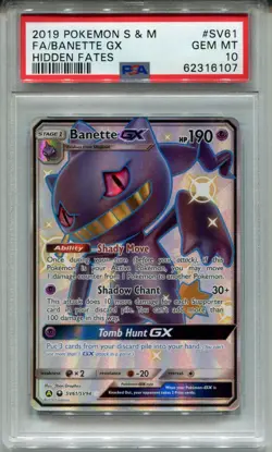 Pokemon Sun & Moon Hidden Fates Shiny Vault Card SV61 Banette PSA 10 - Image 1