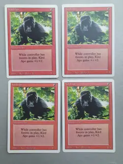 Kird Ape x4 PLAYSET , MTG Revised Ed. (1994) Common Red Creature NM - Image 1