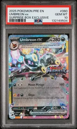 2025 Pokemon Umbreon Ex Surprise Box 060/131 Prismatic Evolutions Stamp - PSA 10 - Image 1