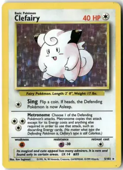 Clefairy, Pokemon Base Set Holo Rare, 005/102 LP - Image 1